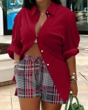 Women's Fashion Print Chic Career Two-Piece Set