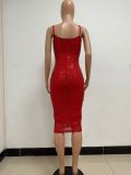Summer Women's Sleeveless Low Back Straps Sequin Party Dress