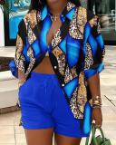 Women's Fashion Print Chic Career Two-Piece Set
