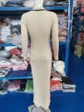 Fashion Turndown Collar Slim Fit Long Sleeve Knitting Dress