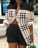 Women's Fashion Print Chic Career Two-Piece Set