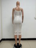 Summer Women's Sleeveless Low Back Straps Sequin Party Dress