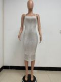 Summer Women's Sleeveless Low Back Straps Sequin Party Dress