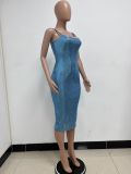 Summer Women's Sleeveless Low Back Straps Sequin Party Dress