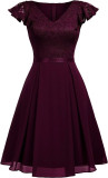 Women Lace Cutout Chiffon Dress