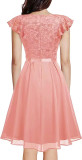 Women Lace Cutout Chiffon Dress