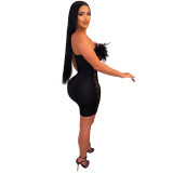 Women Sexy Off Shoulder See-Through Sequin Dress