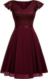 Women Lace Cutout Chiffon Dress