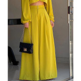 Women Irregular Top and High Waist Wide Leg Pants Two-Piece Set