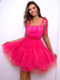 Women Strapless mesh bow tutu