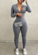 Women Long Sleeve Zip Jumpsuit