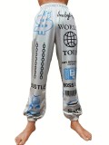 Autumn Winter Women's Printed Fashion Elastic Waist Sports Casual Harem Pants for Women