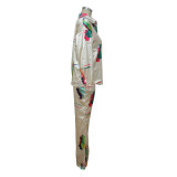 Women Homewear Long Sleeve Printed Two-piece Set