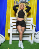 Women Casual Solid Lace-Up Drawstring Long Sleeve Top and Short Two-Piece Set