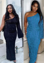 Plus Size Women Fall Slash Shoulder One Sleeve Sexy Dress Plus Size Women Fall Slash Shoulder One Sleeve Sexy Dress