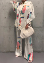 Women Homewear Long Sleeve Printed Two-piece Set