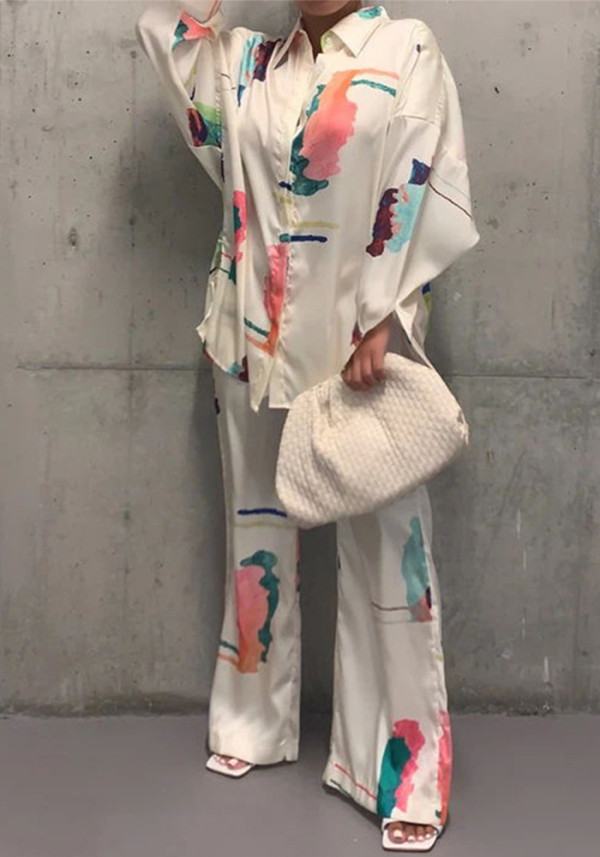 Women Homewear Long Sleeve Printed Two-piece Set