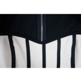 Women's Sexy Slim Waist Contrast Patchwork Long Sleeve Wide Leg Jumpsuit