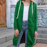 Fall Winter Plus Size Women's Casual Loose Hooded Coat Women Mid Length Hoodies