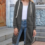Fall Winter Plus Size Women's Casual Loose Hooded Coat Women Mid Length Hoodies