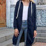 Fall Winter Plus Size Women's Casual Loose Hooded Coat Women Mid Length Hoodies
