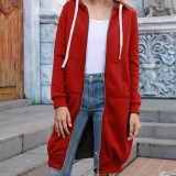Fall Winter Plus Size Women's Casual Loose Hooded Coat Women Mid Length Hoodies