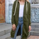 Fall Winter Plus Size Women's Casual Loose Hooded Coat Women Mid Length Hoodies