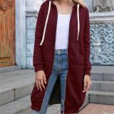 Fall Winter Plus Size Women's Casual Loose Hooded Coat Women Mid Length Hoodies