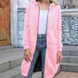 Fall Winter Plus Size Women's Casual Loose Hooded Coat Women Mid Length Hoodies