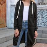 Fall Winter Plus Size Women's Casual Loose Hooded Coat Women Mid Length Hoodies
