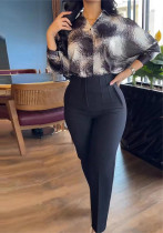 Women Cropped Sleeves Printed Top and Pant Casual Two-Piece Set