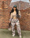 Women Summer Casual Loose Straight Leg High Waist Pocket Pant