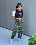 Girls Vest+ Camouflage Cargo Pant Two-Piece Set