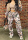 Women Summer Casual Loose Straight Leg High Waist Pocket Pant