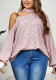 Women Clothing Slash Shoulder Sling Solid knitting Loose Top