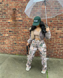 Women Summer Casual Loose Straight Leg High Waist Pocket Pant