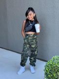 Girls Vest+ Camouflage Cargo Pant Two-Piece Set