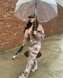 Women Summer Casual Loose Straight Leg High Waist Pocket Pant