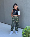 Girls Vest+ Camouflage Cargo Pant Two-Piece Set