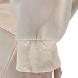 Fall Winter Solid Color Round Neck Pullover Long Sleeve Hoodies Women's Fashion Casual Shorts Two Piece Set