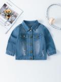 Kids Outerwear Spring Autumn Girls Fashion Wash Denim Jacket Casual Clothing