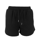 Fall Winter Solid Color Round Neck Pullover Long Sleeve Hoodies Women's Fashion Casual Shorts Two Piece Set