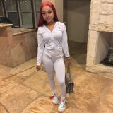 Women Summer Sports Hooded Full Sleeves Solid Pockets Regular Two Piece Pants Set