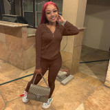Women Summer Sports Hooded Full Sleeves Solid Pockets Regular Two Piece Pants Set