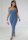 Casual Fashion Tight Fitting Slim Low Back Denim Jumpsuit