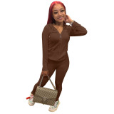 Women Summer Sports Hooded Full Sleeves Solid Pockets Regular Two Piece Pants Set