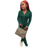 Women Summer Sports Hooded Full Sleeves Solid Pockets Regular Two Piece Pants Set