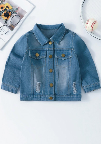 Kids Outerwear Spring Autumn Girls Fashion Wash Denim Jacket Casual Clothing