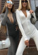 Fall Women's Fashion Zipper  Slim Solid Color Long Sleeve Jumpsuit
