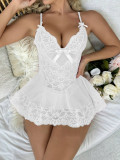 Women Bow lace Dress Sexy lingerie